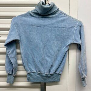 Boys Vintage 70s Blue Terry Cloth Turtleneck